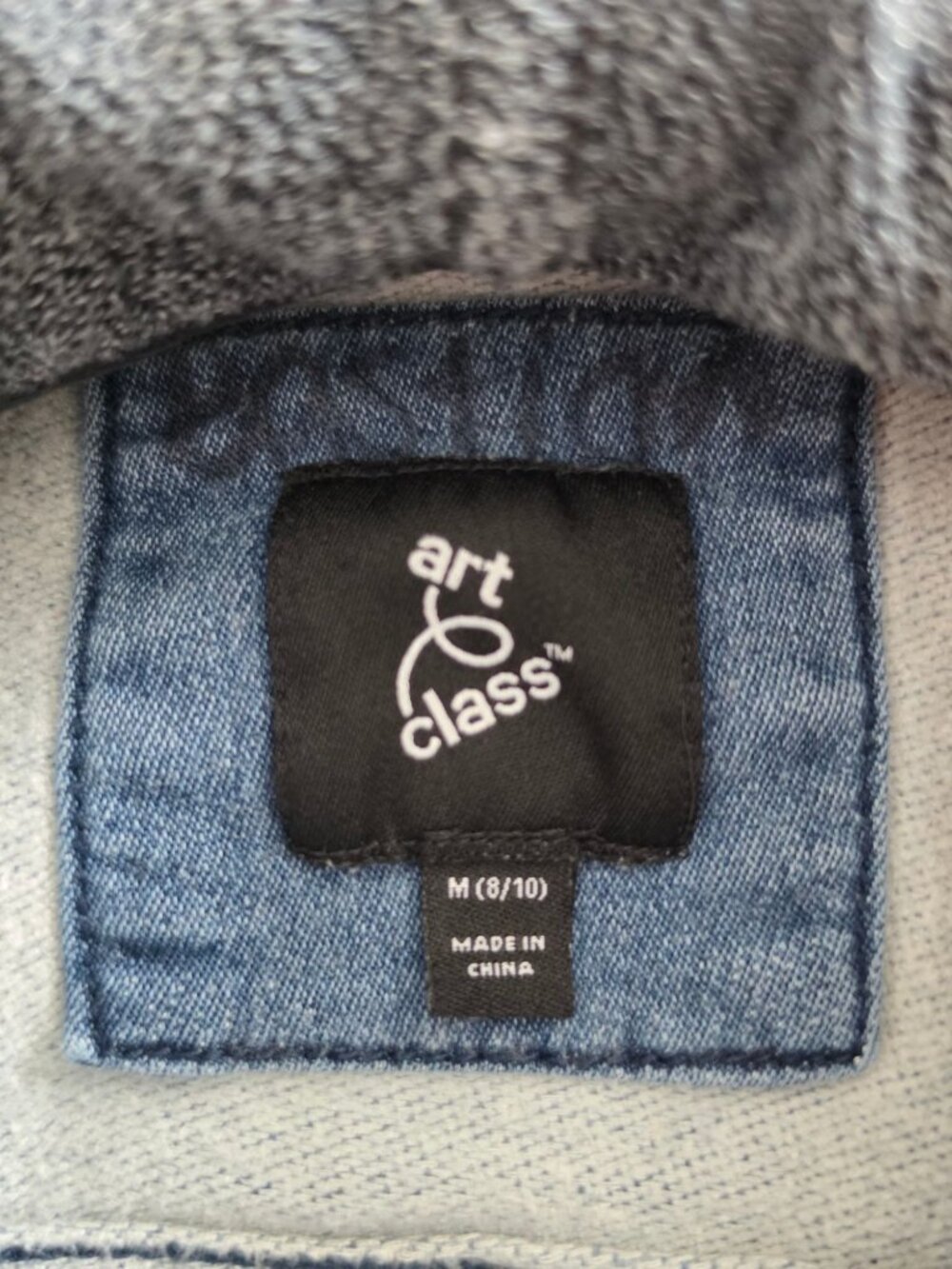 Art Class Kids Denim Jacket With Knit Sleeves & Hood M 8/10 - Picture 6 of 12